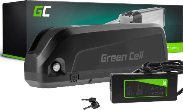 Bateria Green Cell do e-bike. Która bateria lepsza litowo jonowa czy litowo polimerowa? Zestaw z ładowarką i kluczykami.