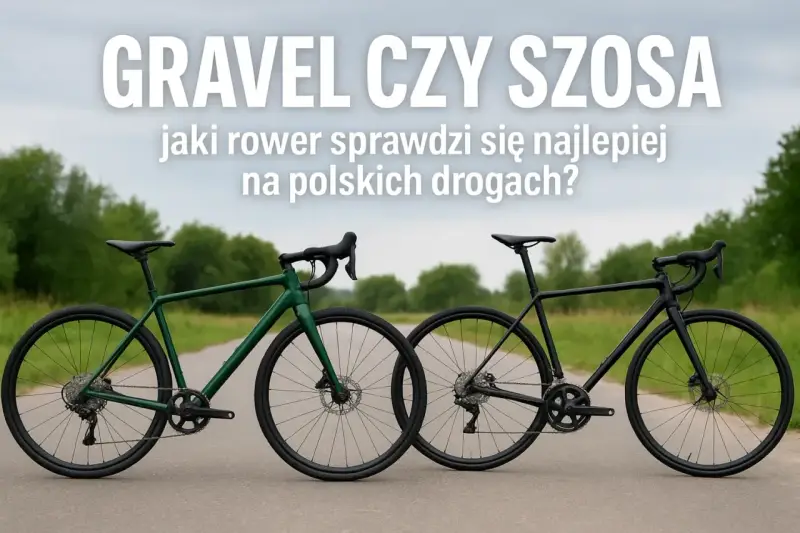 Zielony rower gravel i czarny rower szosa endurance stoją obok siebie. Który rower sprawdzi się lepiej na polskich drogach?